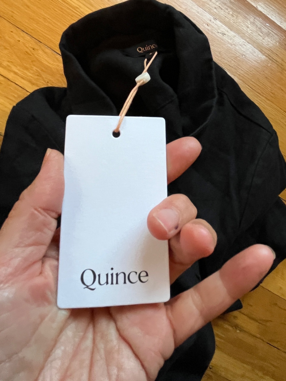QUINCE 100% European linen black button front camp midi dress S - Picture 4 of 9
